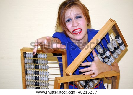 madman book-keeper with abacus