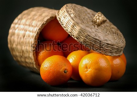 wicker box with mandarin