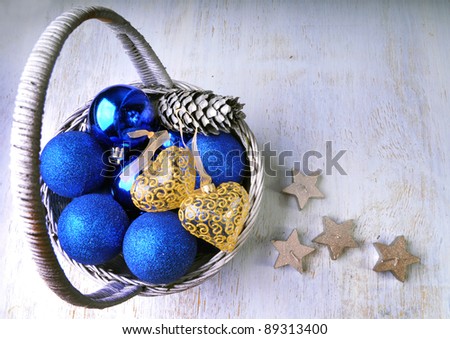 Basket with christmas balls