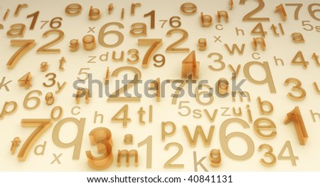 Illustration of many different numbers and letters.