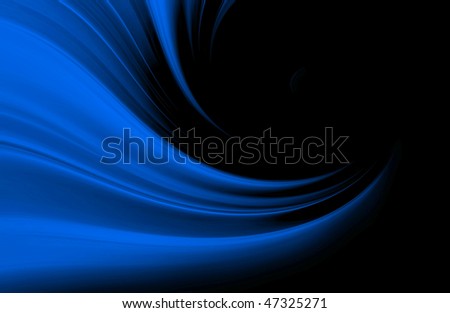 Simple very blue wave, many lines flowing further with abstract black background
