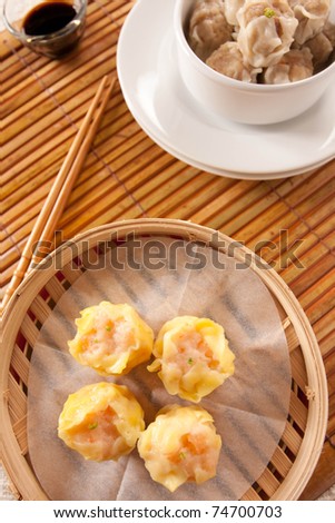 Chinese Dim-sum in bamboo tray
