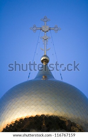 Russian church in the blue sky