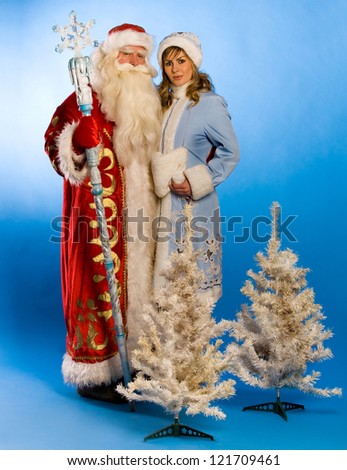 Russian Christmas characters Ded Moroz (Father Frost) and Snegurochka (Snow Maiden)