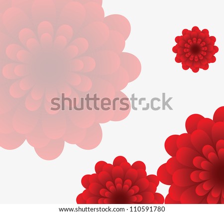 Floral Abstract Vector Background With Red Flower - 110591780