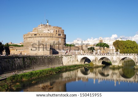 St. Angel Castle and bridge in Rome, Italy