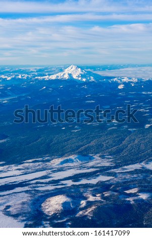 Aerial Image of Snow Covered Mount Hood in Oregon, USA.