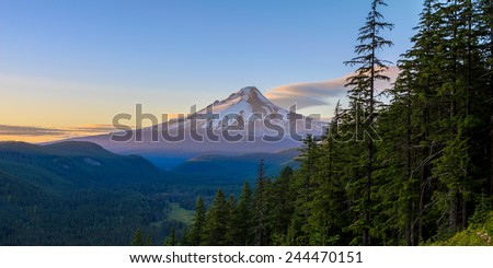Majestic View of Mt. Hood on a bright, sunny day during the summer months.