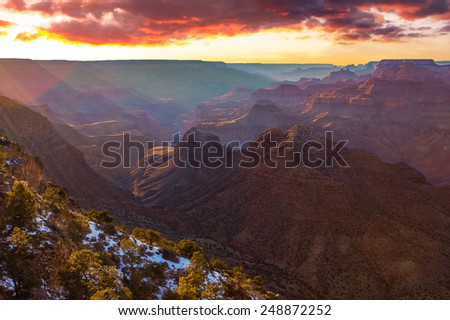 Beautiful Landscape of Grand Canyon from Desert View Point during dusk