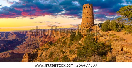Panorama of the Indian Watchtower at Desert View Point