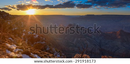 Beautiful Landscape of Grand Canyon from Desert View Point during dusk