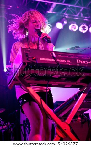 CLEVELAND, OH - MAY 19: Singer Emily Haines of Metric performs onstage at the House of Blues in Cleveland - May 19, 2010 in Cleveland, OH.