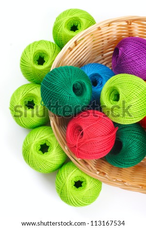 Basket crafts and sewing, on a white background