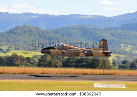 SYDNEY - MAY 5: A Jet Provost military jet does a fly by during the Wings Over Illawarra Airshow on May, 2013 near Sydney.