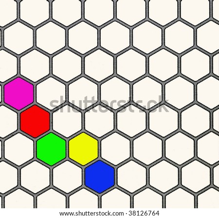 Hexagon background with selected colored hexagons