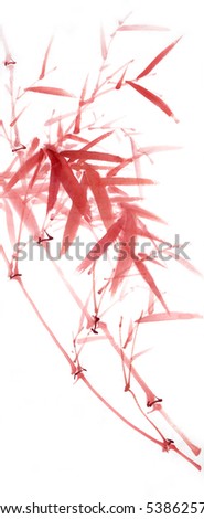 red bamboo, Traditional Chinese Painting.