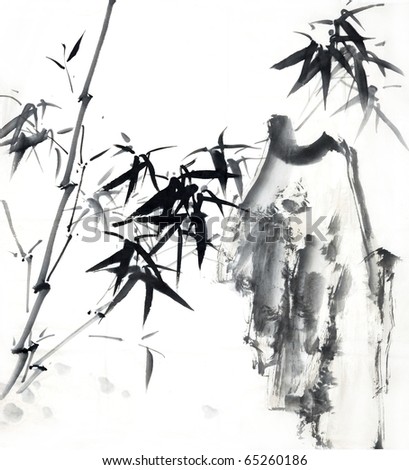Bamboo,Asian ink and wash painting.