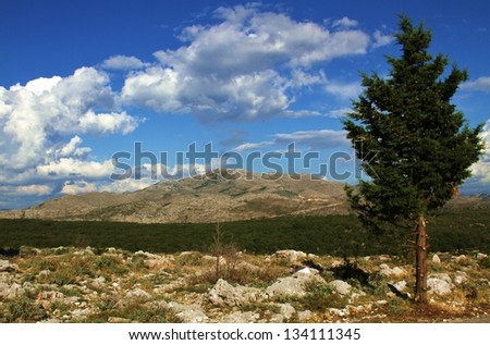 a mountain landscape in southern Europe