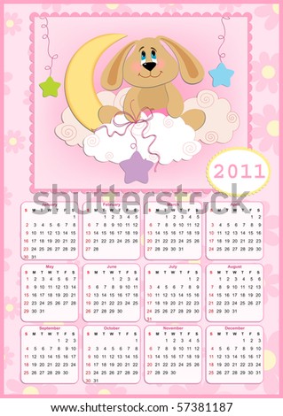 baby photo calendar. stock vector : Baby#39;s calendar