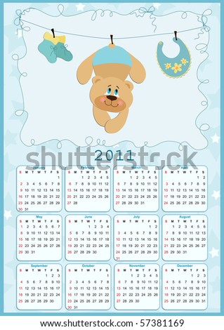 baby photo calendar. stock vector : Baby#39;s calendar