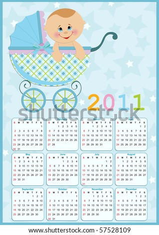baby photo calendar. stock vector : Baby#39;s calendar