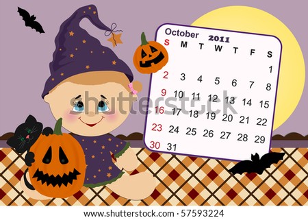 Calendar  2011 on Baby S Monthly Calendar For October 2011  Eps10  Stock Vector 57593224