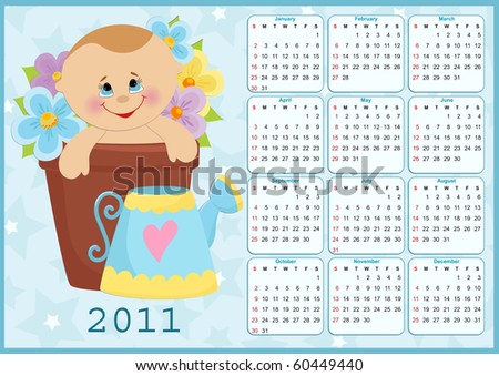 baby photo calendar. stock photo : Baby#39;s calendar