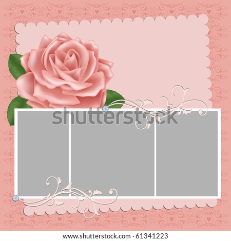 stock vector Blank wedding photo frame postcard or greetings card EPS10 
