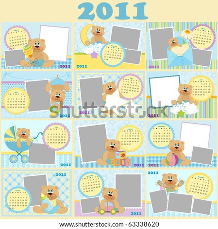 2011 Monthly Calendar on Baby S Monthly Calendars For 2011  Eps10  Stock Vector 63338620