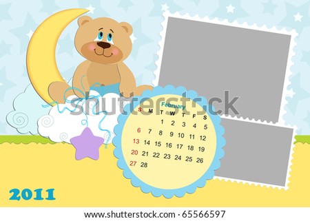 monthly calendar 2011 february. stock photo : Baby#39;s monthly