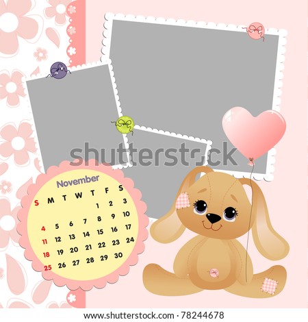 Baby Girl Calendar on Stock Vector   Baby S Monthly Calendar For November 2012 With Photo