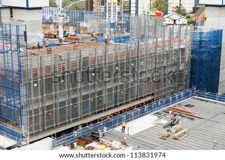 construction site with screens