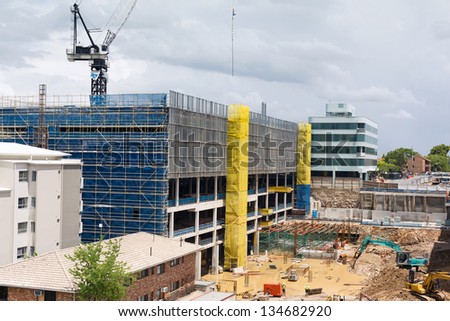 construction site with screens (brisbane, qld, australia) - all logos and names removed