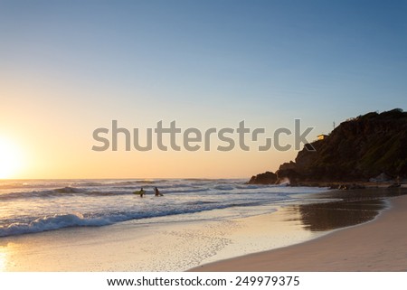 Australian beach at sunrise (Gold Coast, Miami Beach, QLD, Australia)