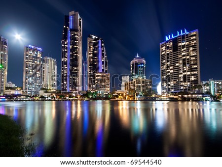 australian modern city at night (gold coast) queensland