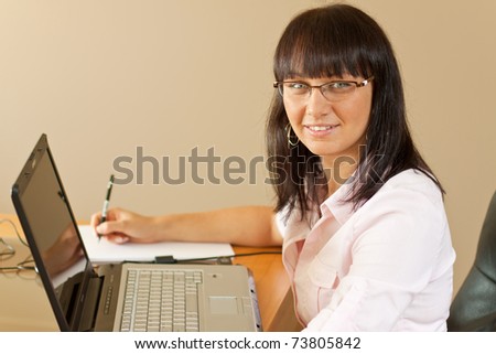 young attractive female prepare contract in the office