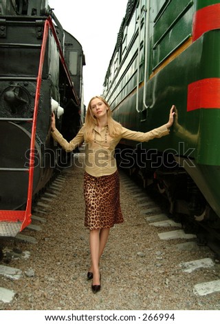 Woman and train