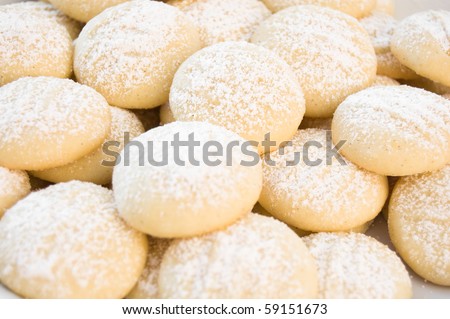 Sweet cookies with confectioners\' sugar