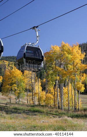 Gondola on ski mountain during fall color