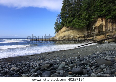 Rocky beach on the West Coast Trail located on Vancouver island in British Columbia
