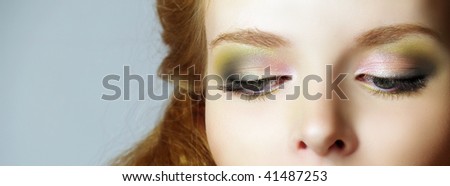 The big beautiful eyes of the young women, make up