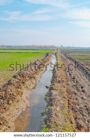 irrigartion canal in rural part of India