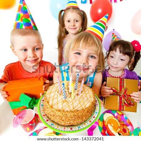 Group Of Children At Birthday Party
