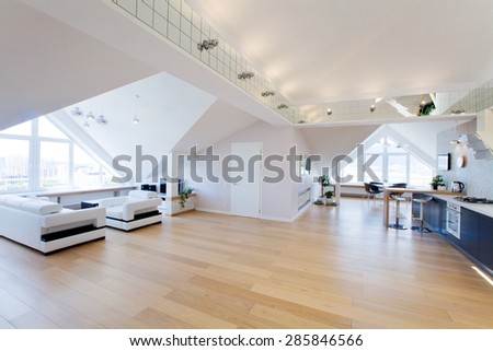 modern interior light a large apartment in mansard
