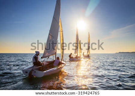 Nice view of the sailboats in the sunset leaving