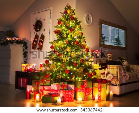 Christmas tree in the home interior