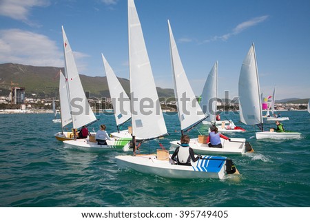 Nice view of sailboats leaving on Regatta