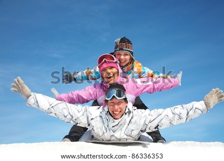 Group of young friends enjoying wintertime