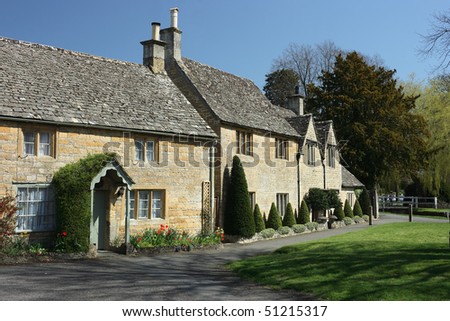 Traditional stone cottages in the Cotswolds village of Lower Slaughter