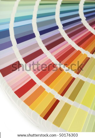 Spectrum fan of color chart samples, vertical